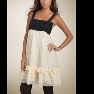 Juicy Couture Black Cream Midi Bow Dress Size Medium